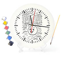 Дитячий набір для творчості годинник-розмальовка Колобок (за мотивами народної казки) 30 см (Г0021)