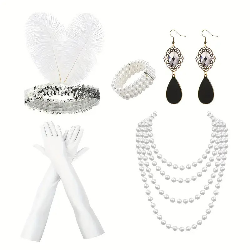 Жіночий костюм у стилі Гетсбі білий ретро 1920, фото 1