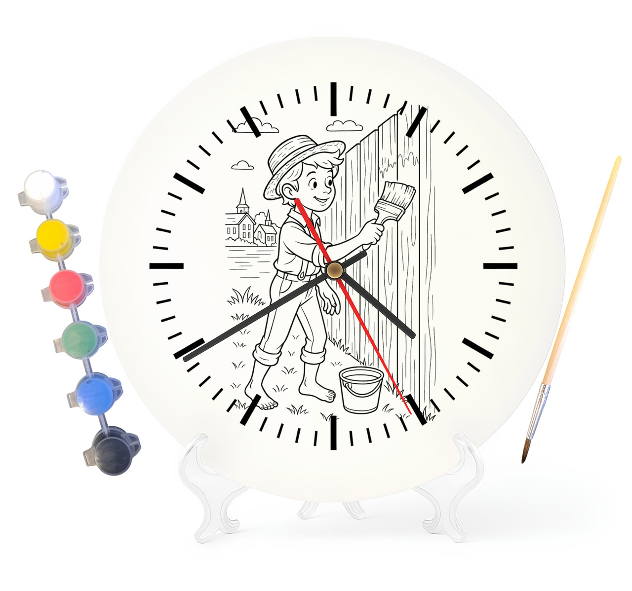 Дитячий набір для творчості годинник-розмальовка Пригоди Тома Сойєра (Марк Твен) 30 см (Г0024), фото 1