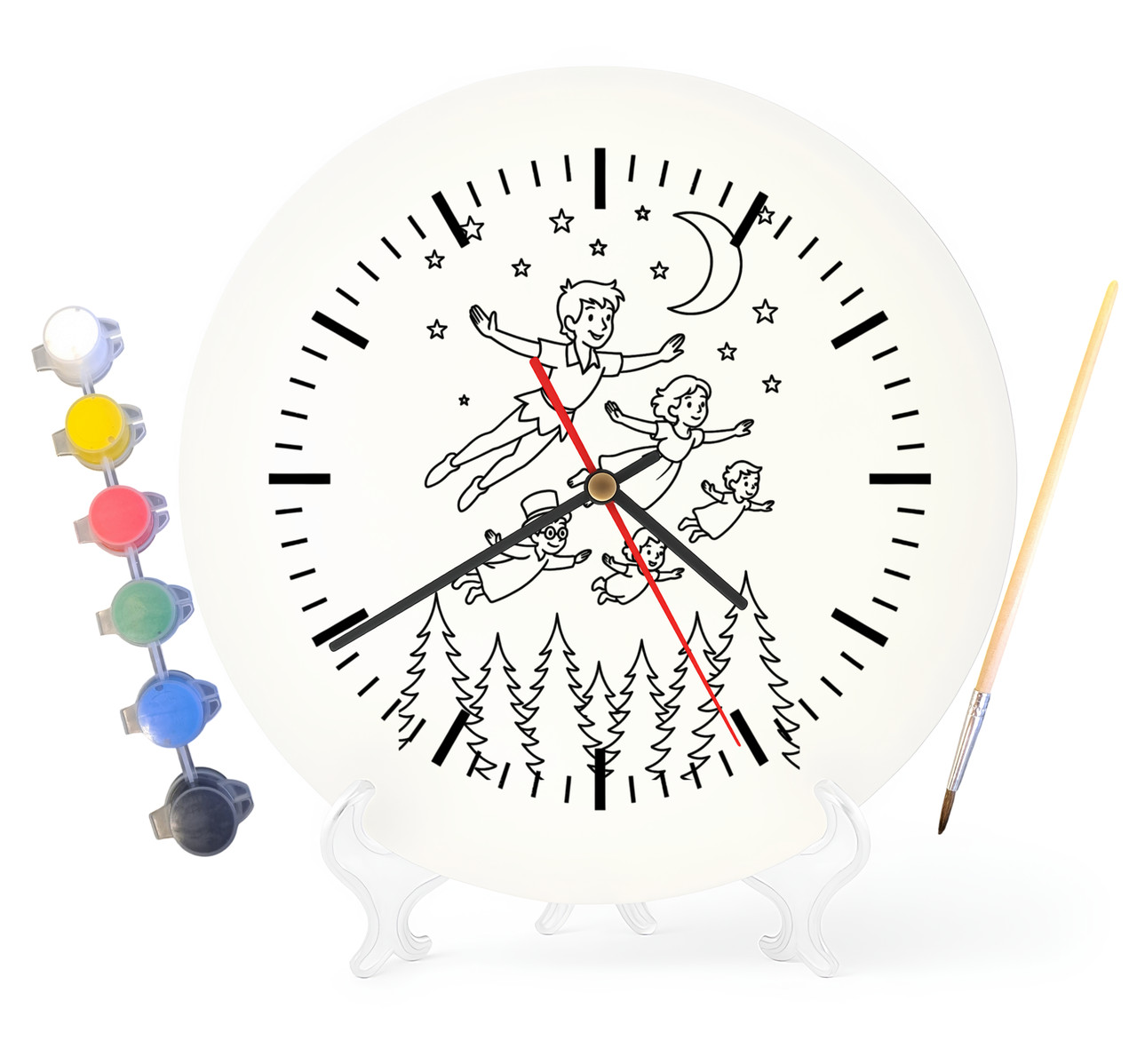 Дитячий набір для творчості годинник-розмальовка Пітер Пен і Венді (Джеймс Баррі) 30 см (Г0025), фото 1