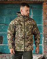 Тактична демісезонна куртка хижак софтшелл, Водонепроникна куртка в кольорі хижак зсу з капюшоном imi ate oik