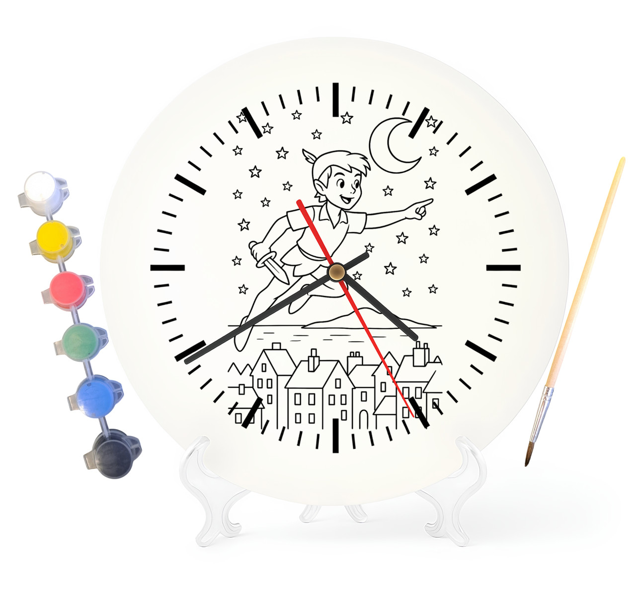 Дитячий набір для творчості годинник-розмальовка Пітер Пен і Венді (Джеймс Баррі) 30 см (Г0026), фото 1