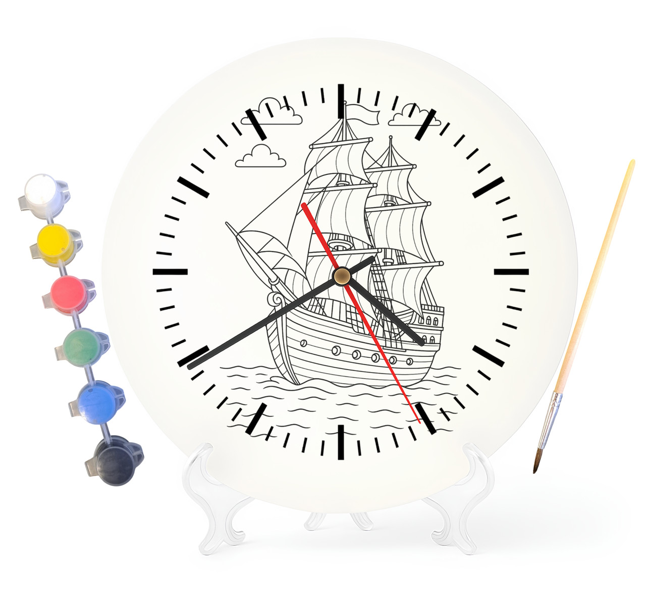 Дитячий набір для творчості годинник-розмальовка Корабель 30 см (Г0027), фото 1