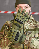 Тактичні рукавички олива з кісточками, Військові оливкові рукавички з пальцями із захистом, Рукавички захисні зсу, imi ate oik