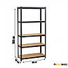 Набір із трьох стелажів LEOBRO Чорний 180 х 270 х 40 см, 175кг/полиця, 5 полиць (LB-R175-BLKX3), фото 3