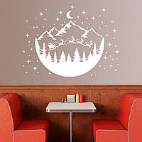 Різдвяний декор наліпка вінілова Новорічний пейзаж на вітрину, стіну, меблі Розмір листа S 450x370мм