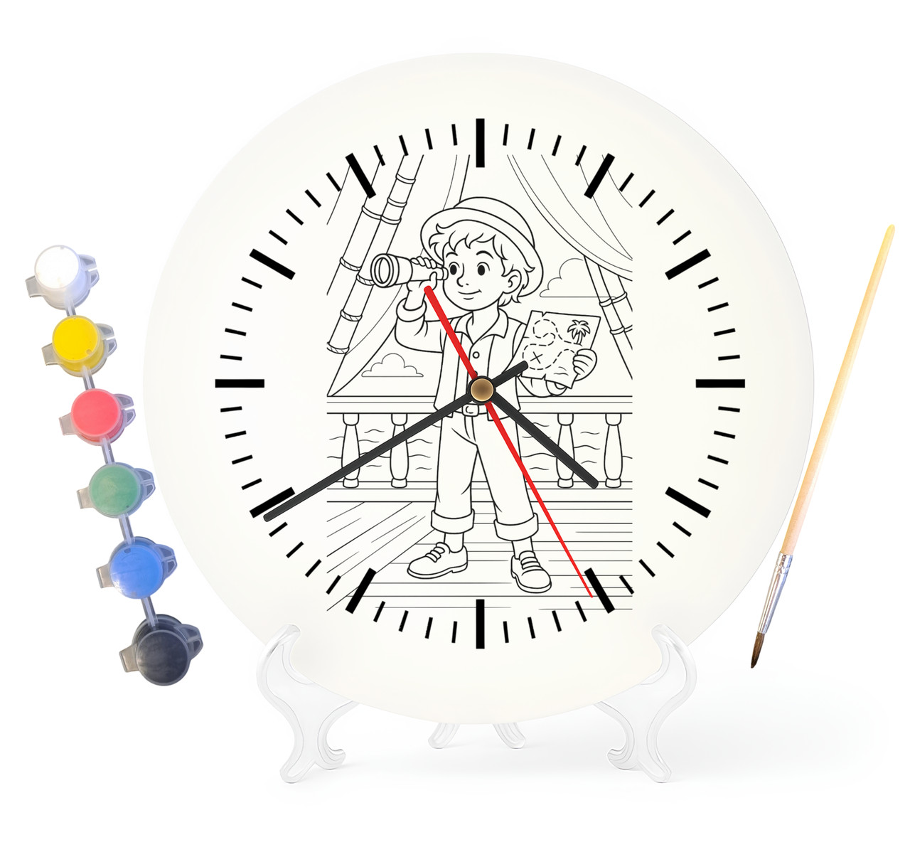 Дитячий набір для творчості годинник-розмальовка за мотивами Острів скарбів (Роберт Луїс Стівенсон) 30 см (Г0028), фото 1