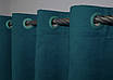 Комплект (2шт. 1,5х2,8м.) штор на люверсах з тканини мікровелюр Petek. Колір смарагдовий. Код 1494ш 37-0211, фото 6