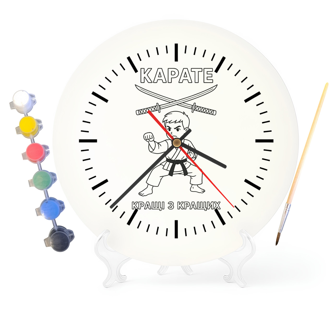 Дитячий набір для творчості годинник-розмальовка Карате 30 см (Г0030), фото 1