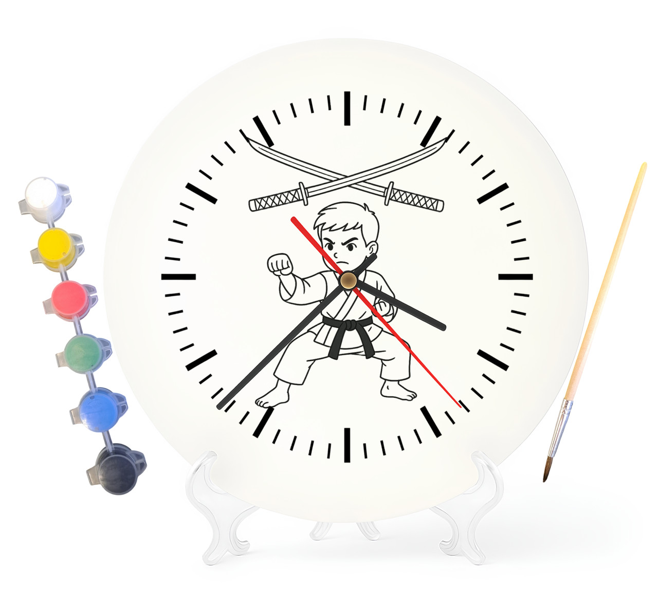 Дитячий набір для творчості годинник-розмальовка Карате 30 см (Г0031), фото 1