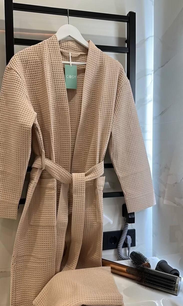 Жіночий Подарунковий набір Bella3 халат та рушник, беж, фото 1