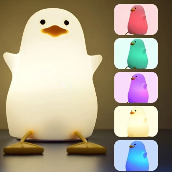 Дитячий акумуляторний силіконовий нічник "Мультяшна качка" 9.5*8.5*13см. з таймером. Силіконовий світильник