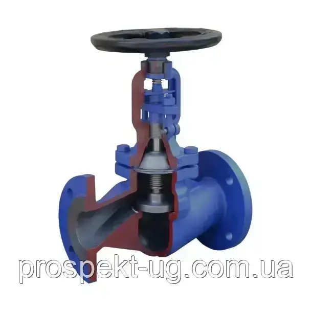 Вентиль Ду15 Ру16 з сильфонним ущільненням фланцевий чавунний Walver, фото 1