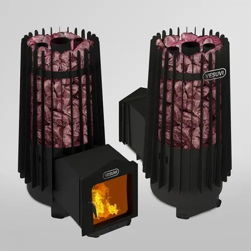 Банна піч сталева на дровах Вулкан 25 м³ без виносу топки, дверцята 315×315, зі склом, фото 1