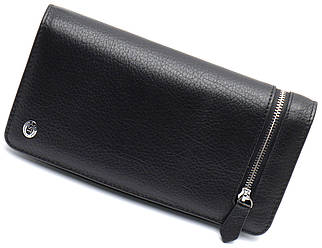 Чорний багатофункціональний чоловічий гаманець з натуральної шкіри МС291