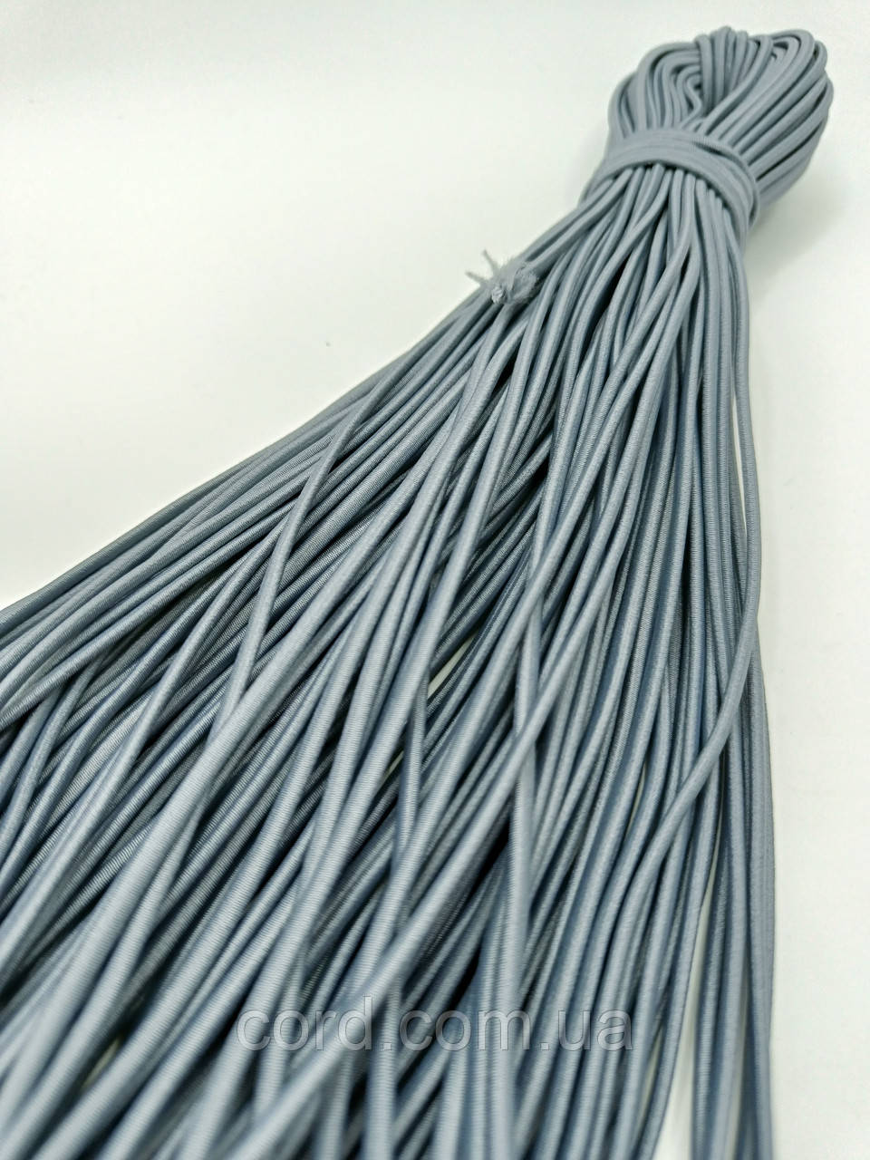 Гумка капелюшна, кругла 2,5мм сірий моток 50м, фото 1