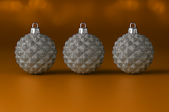 Набір “Шишки” Ø8 см (4 шт) — пластикові кулі-шишки з глітером, фактурні новорічні прикраси, 5 кольорів Сірий