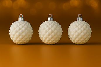 Набір “Шишки” Ø8 см (4 шт) — пластикові кулі-шишки з глітером, фактурні новорічні прикраси, 5 кольорів Білий з різнобарвними блискітками