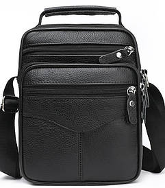 Чоловіча шкіряна сумка-барсетка 23х27х9, месенджер через плече Bexhill Bx-56402 чорна