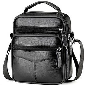 Чоловіча сумка барсетка 17x21x9, шкіряна сумочка планшет Tiding Bag 75003 чорна