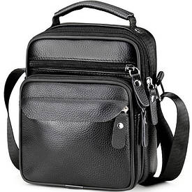 Чоловіча шкіряна барсетка через плече 17х21х9, месенджер з ручкою Bexhill Bx-54551 чорная
