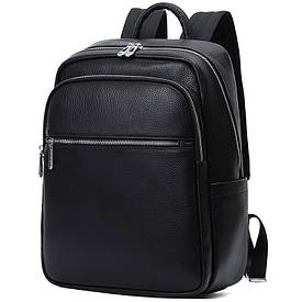 Чоловічий шкіряний рюкзак для поїздок та прогулянок 30х40х17, сумка на спину в офіс Tiding Bag 75362 чорна