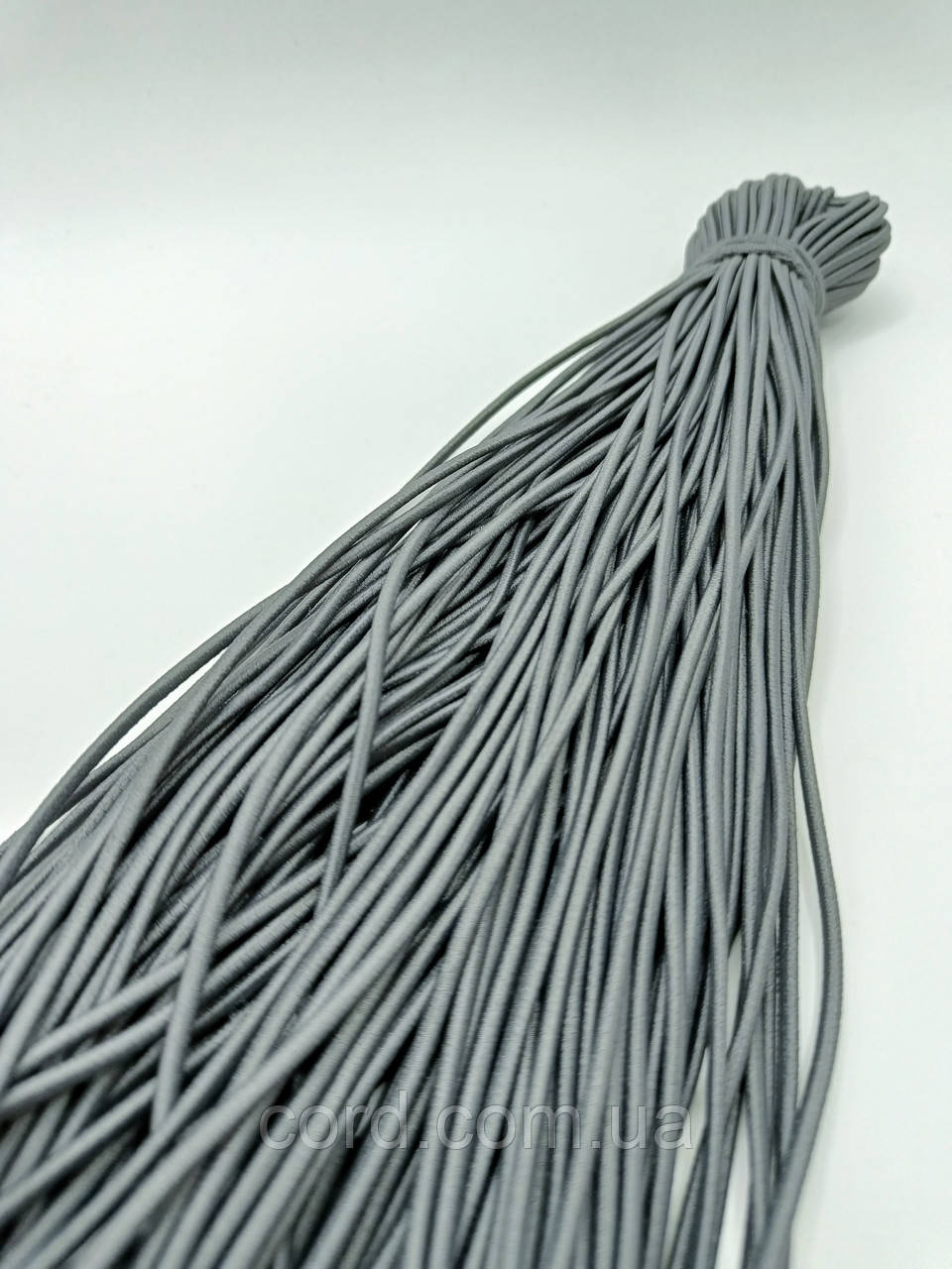 Гумка капелюшна, кругла 2,5мм темно-сірий моток 50м, фото 1