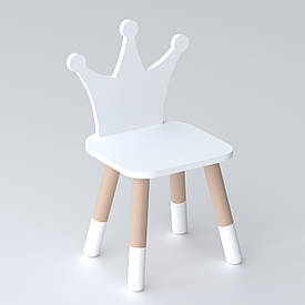 Дитячий дерев'яний стільчик принцеса 26.5х26х25см, стілець для дитини, білий