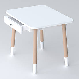 Дитячий столик з висувним ящиком 46х60х45, стіл трюмо в дитячу кімнату, білий