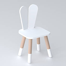 Дитячий стільчик вушка зайчика 26х26х24см, стілець у дитячу кімнату до 7 років, білий