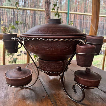 Підставка для підігріву м'яса "Садж" з соусницями і чарками (5 л)