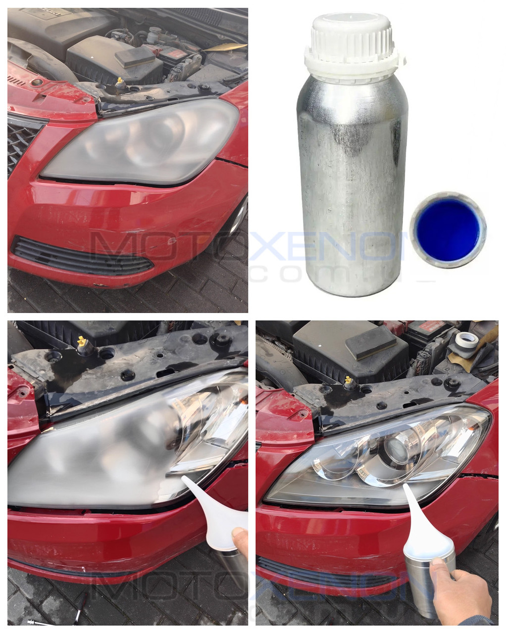 Рідина для полірування фар парою безконтактно (синя), хімічне відновлення скла фари, реагент 600мл/800г