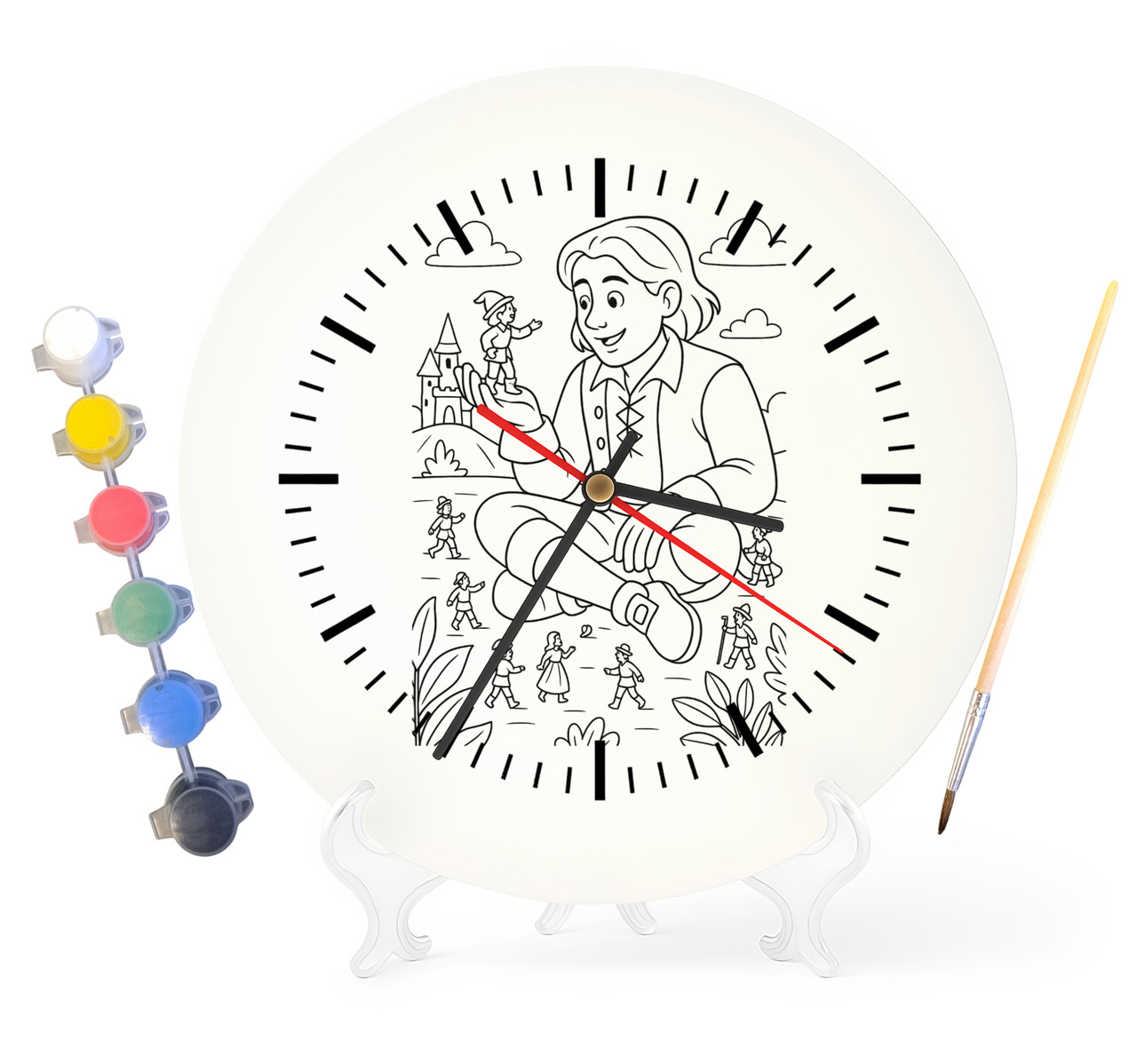 Дитячий набір для творчості годинник-розмальовка за мотивами Мандри Гуллівера (Джонатана Свіфта) 30 см (Г0036), фото 1