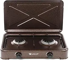 Компактна та надійна настільна газова плита Yucel O 200 LPG black на 2 конфорки Коричневий