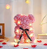 Подарунковий ведмідь з троянд з підсвічуванням 3D Teddy Flower 25 см Рожевий, фото 5