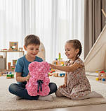 Подарунковий ведмідь з троянд з підсвічуванням 3D Teddy Flower 25 см Рожевий, фото 8