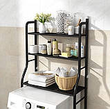 Полиця над пральною машиною Етажерка для ванної Laundry Rack TW-106 Чорна, фото 10