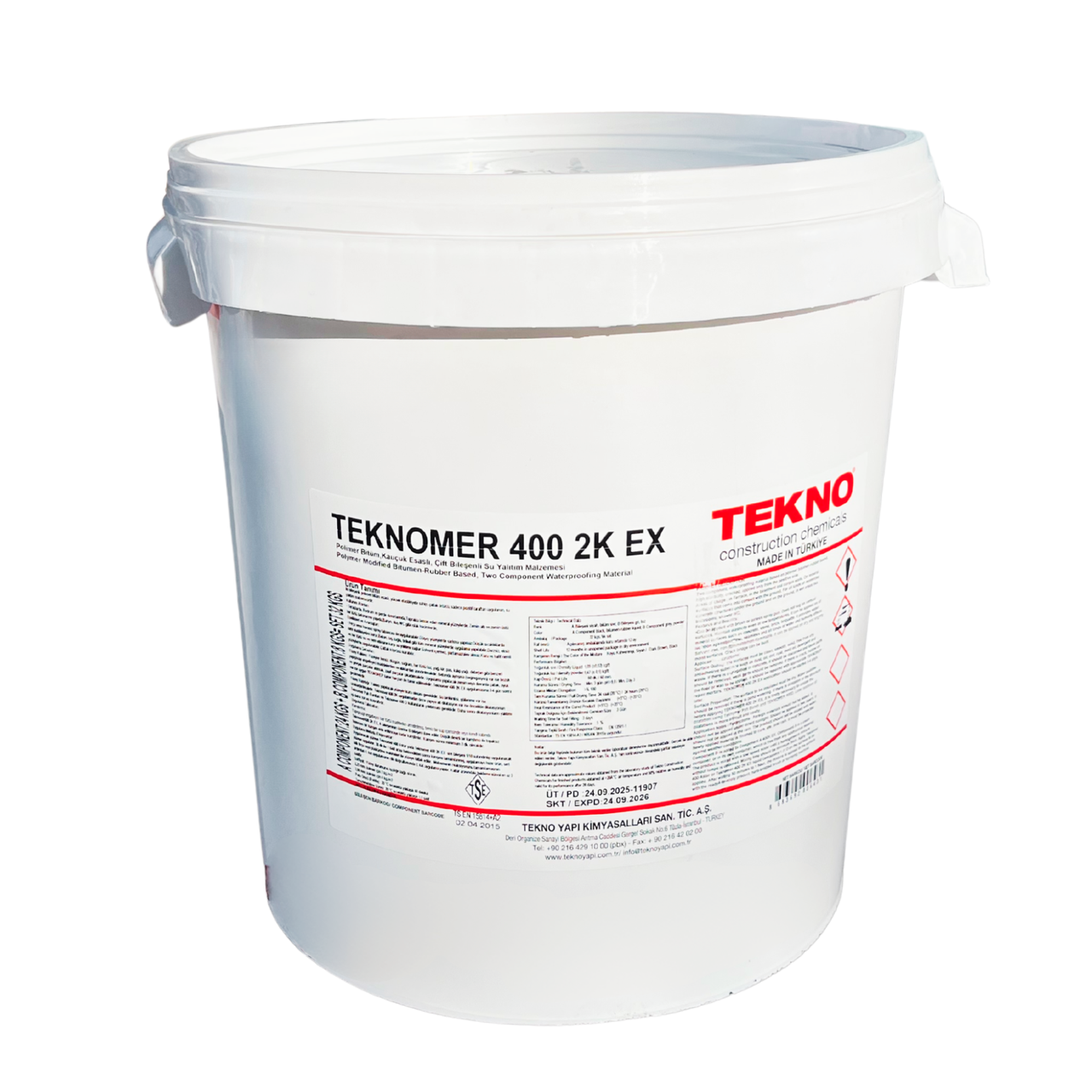 Мастика бітумно-полімерна двокомпонентна товстошарова еластична Teknomer 400 2K EX для приклеювання теплоізоляції, 32 кг, фото 1