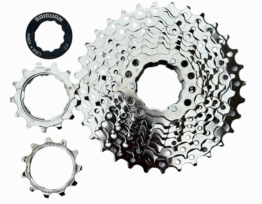 Касета велосипедна SAIGUAN CS-901 MTB 9 швидкостей (11-32T) нікель, фото 1