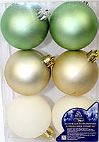 Набір куль 6см 6шт білий,бежевий,зелений №9783(72)