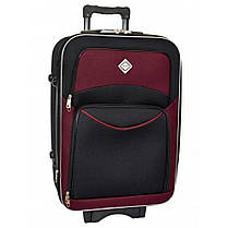 Велика дорожня валіза на колесах Bonro Style L тканинна чорно-вишнева з кодовим замком і висувною ручкою, фото 4