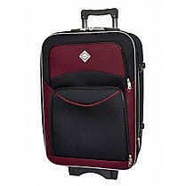 Велика дорожня валіза на колесах Bonro Style L тканинна чорно-вишнева з кодовим замком і висувною ручкою, фото 2
