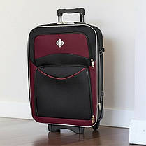 Велика дорожня валіза на колесах Bonro Style L тканинна чорно-вишнева з кодовим замком і висувною ручкою, фото 3