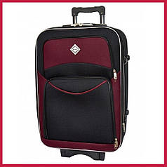 Велика дорожня валіза на колесах Bonro Style L тканинна чорно-вишнева з кодовим замком і висувною ручкою