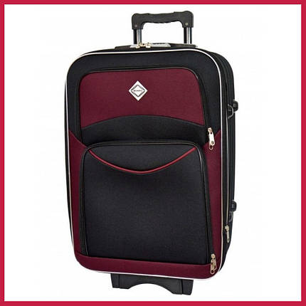 Велика дорожня валіза на колесах Bonro Style L тканинна чорно-вишнева з кодовим замком і висувною ручкою, фото 1
