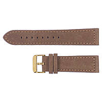 Ремінець для годинника 22 мм Нубук Коричневий-Золото
