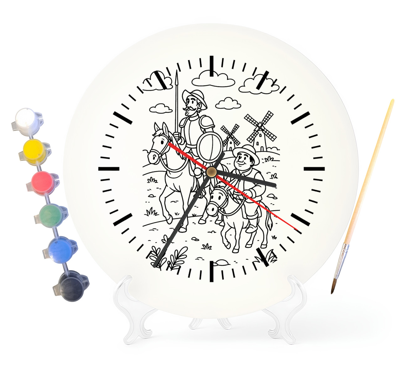 Дитячий набір для творчості годинник-розмальовка за мотивами Дон Кіхот (Мигель де Сервантес) 30 см (Г0037), фото 1