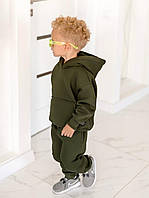 Дитячий теплий зимовий спортивний костюм на флісі для хлопчика та дівчини хакі на зріст від 74-158