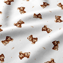 Бязь "Ведмедики мрійники" на білому тлі, №5807