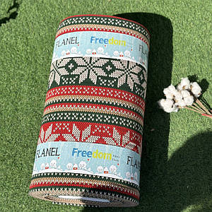 Фланелева тканина новорічна, вишитий візерунок червоно-зелений (шир. 2,4 м) (FL-FR-0151)